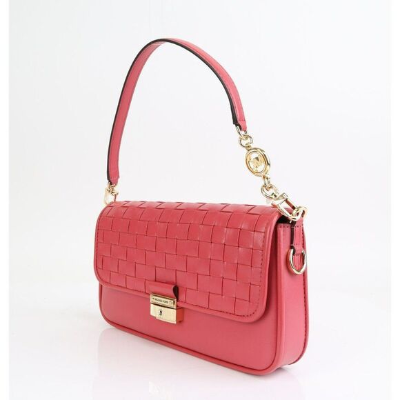 NWT MICHAEL Kors Bradshaw Woven Leather Convertible Shoulder Bag Light Berry Sor - Picture 7 of 14